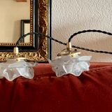 Pair of Art Deco glass rose petals
