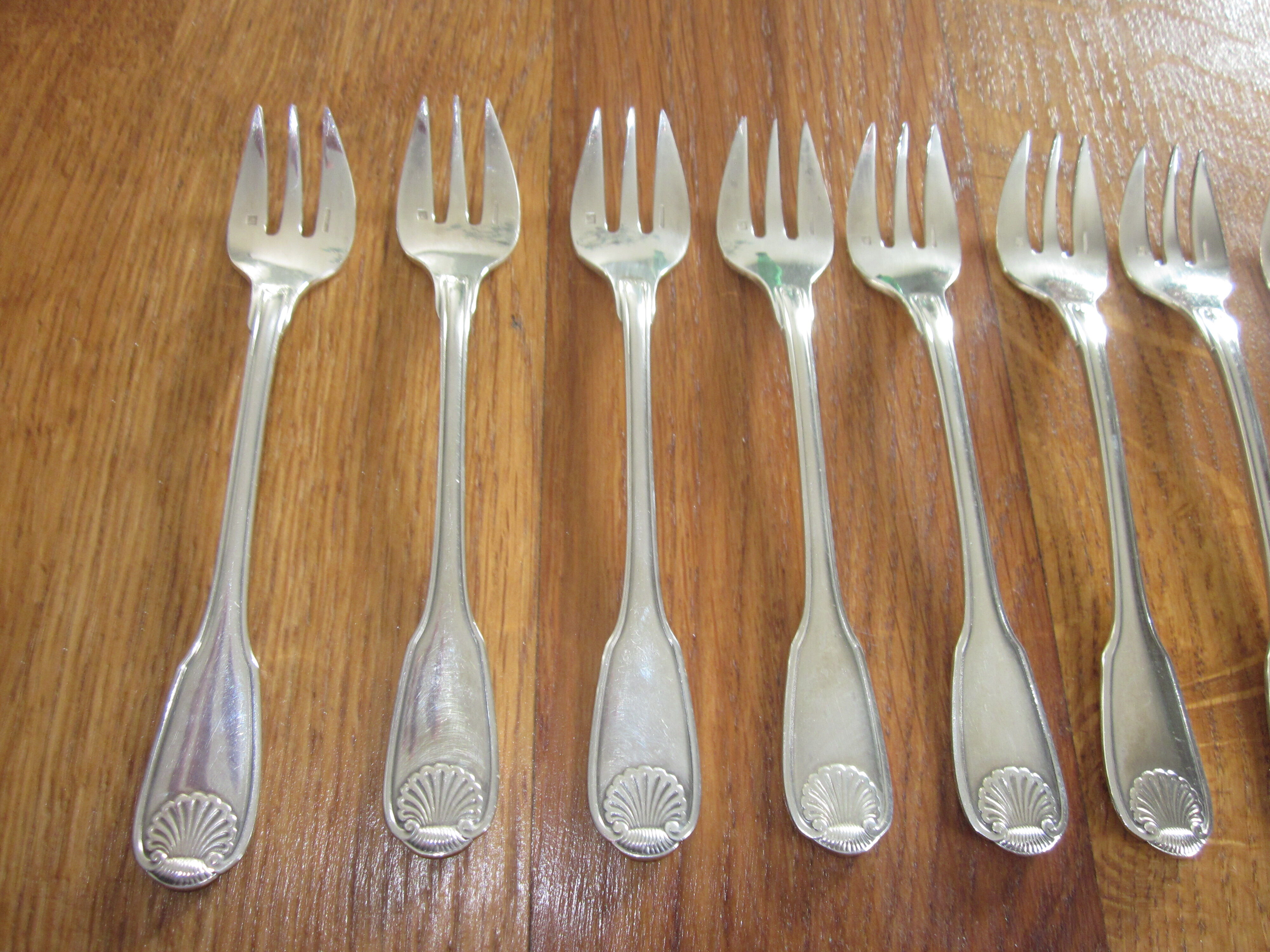 12 forks with cake christofle model shell