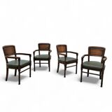 4 x RAC Royal English dining chairs / green leather cushions