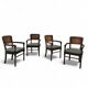 4 x RAC Royal English dining chairs / green leather cushions