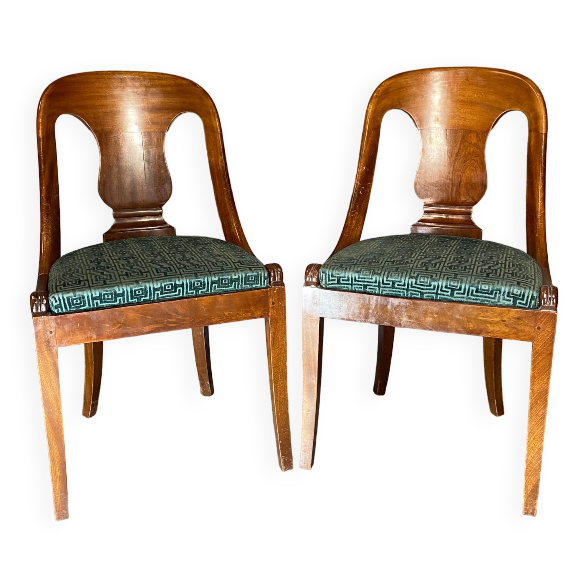 Pair of empire style gondola chair