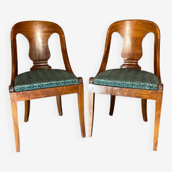 Pair of empire style gondola chair