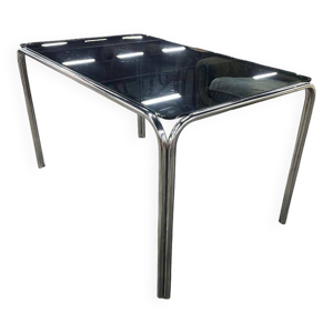 Table chromée vintage - verre