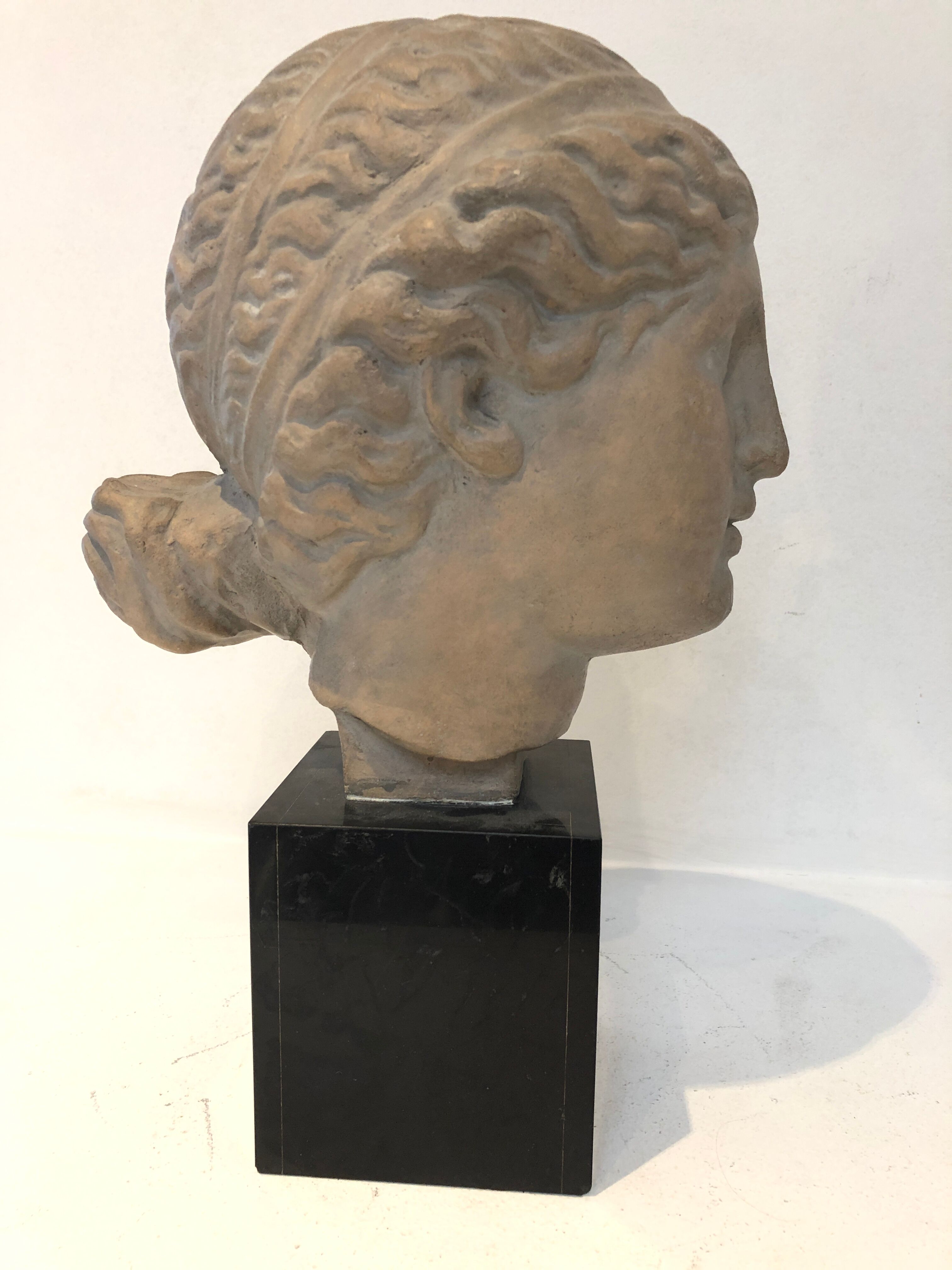 Bust Greek goddess marble base 1970