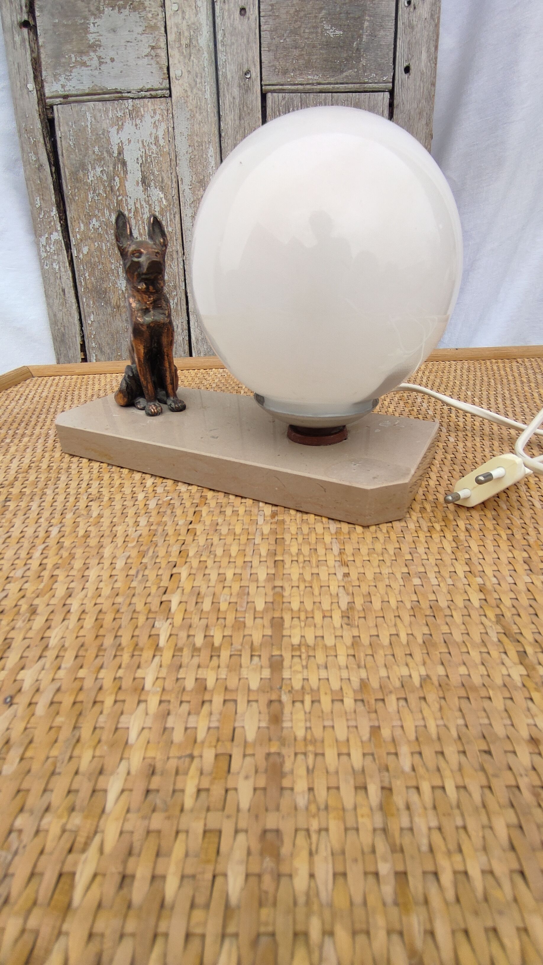 Art Deco table lamp German Shepherd