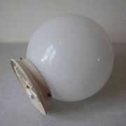 Old ceiling light fixture globe ball sphere in opaline glass retro decor