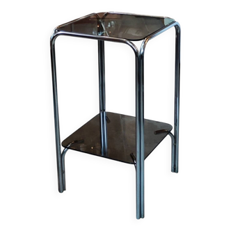 Sellette table d appoint porte plante design 1970 verre fumé et chrome
