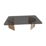 Large travertine coffee table and smoked glass