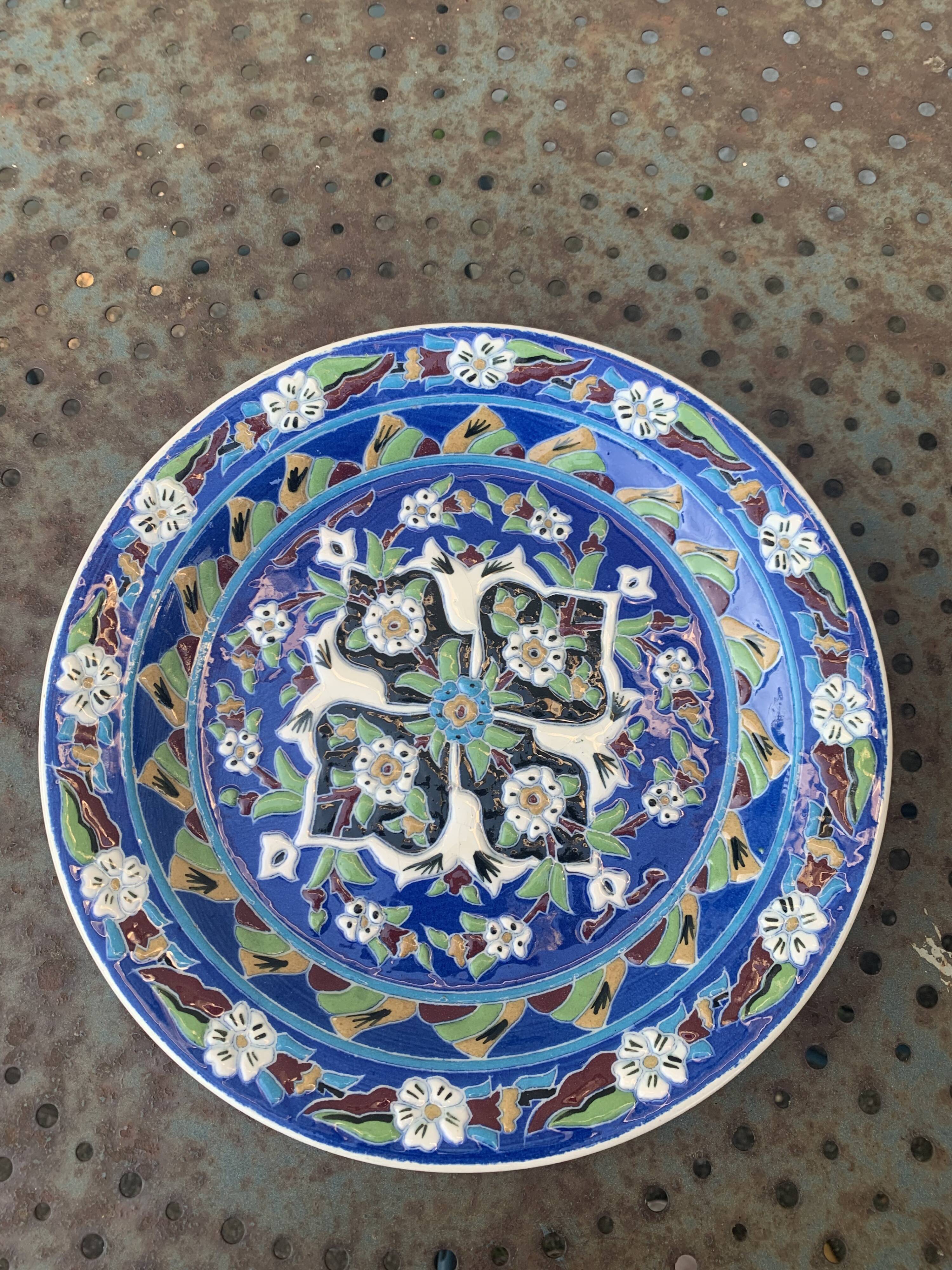 Handmade ceramic collector's plate, glazed with enamels, signed by Adiguzel Gini, Türkiye