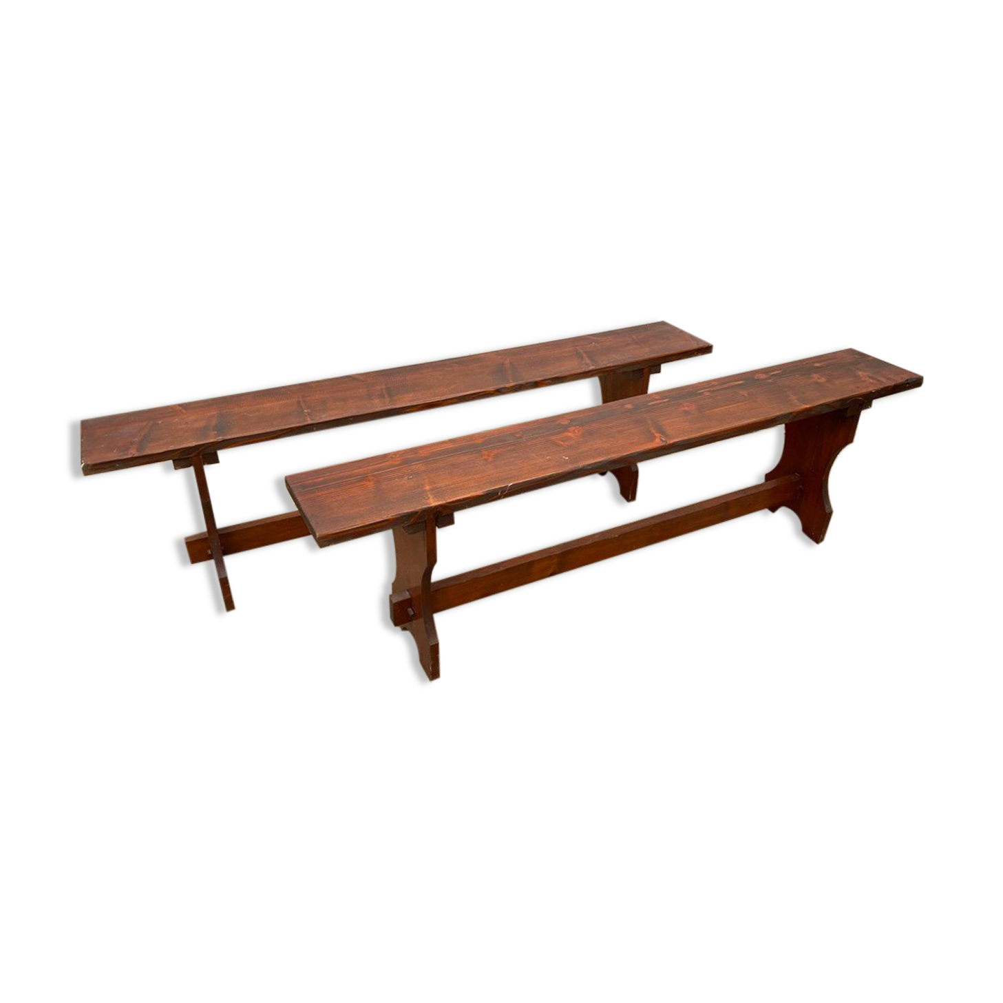 Pair of benches rustic 1950