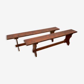 Pair of benches rustic 1950