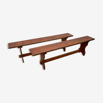 Paire de bancs rustiques 1950