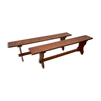 Pair of benches rustic 1950