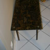 Metal coffee table with layered glass tray