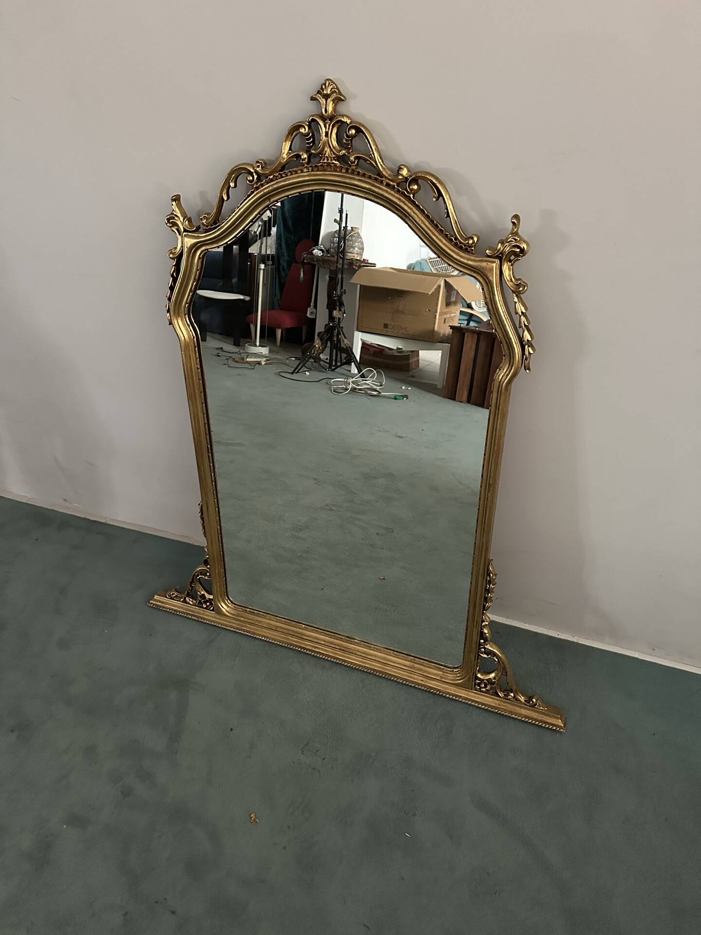 Vintage carved wood and gold leaf mirror – Louis XV style 120x5x135