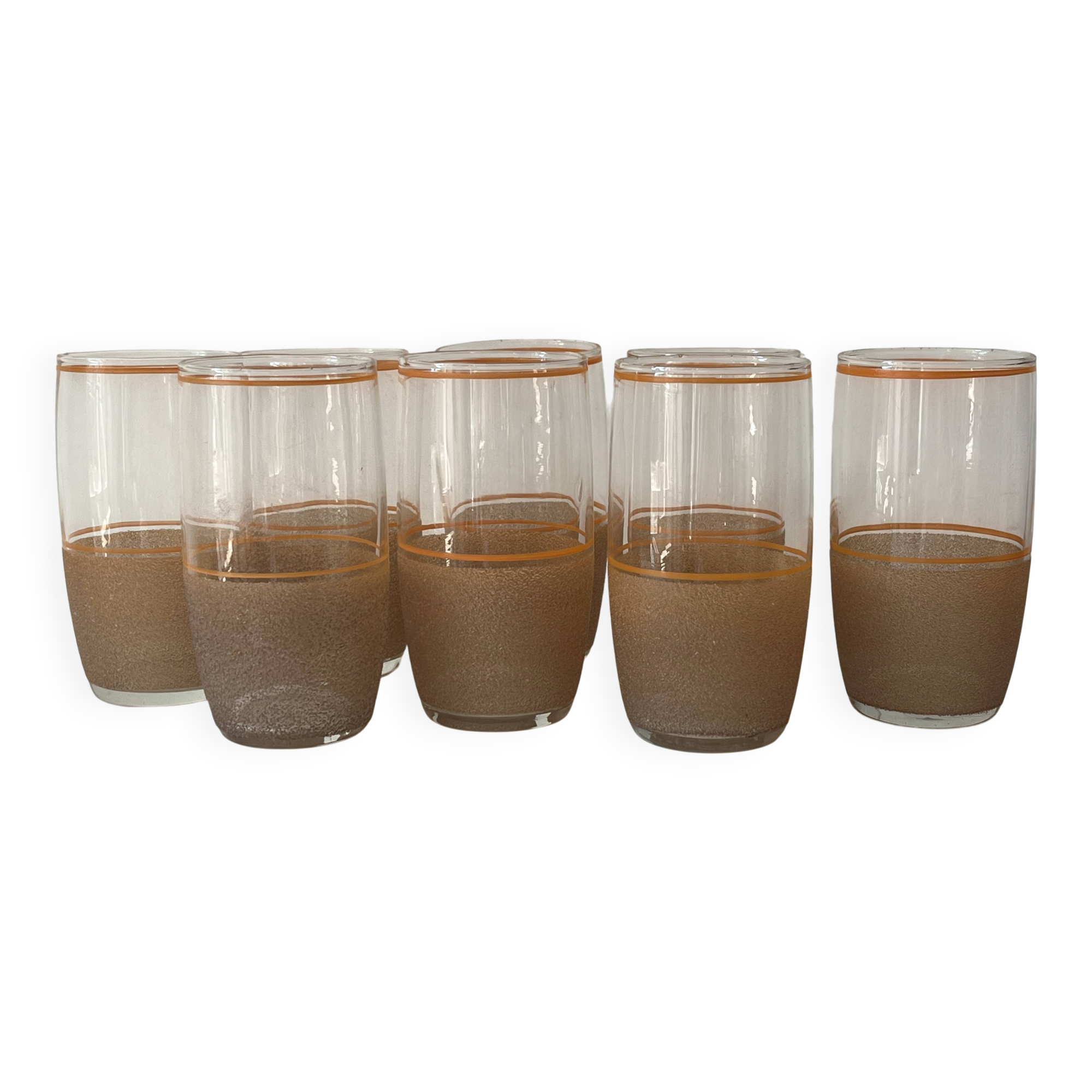 Set of 8 frosted glasses from the 1960s, lemonade service.