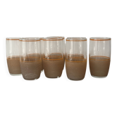 Ensemble de 8 verres granités des années 60, service à orangeade