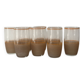 Set of 8 frosted glasses from the 1960s, lemonade service.