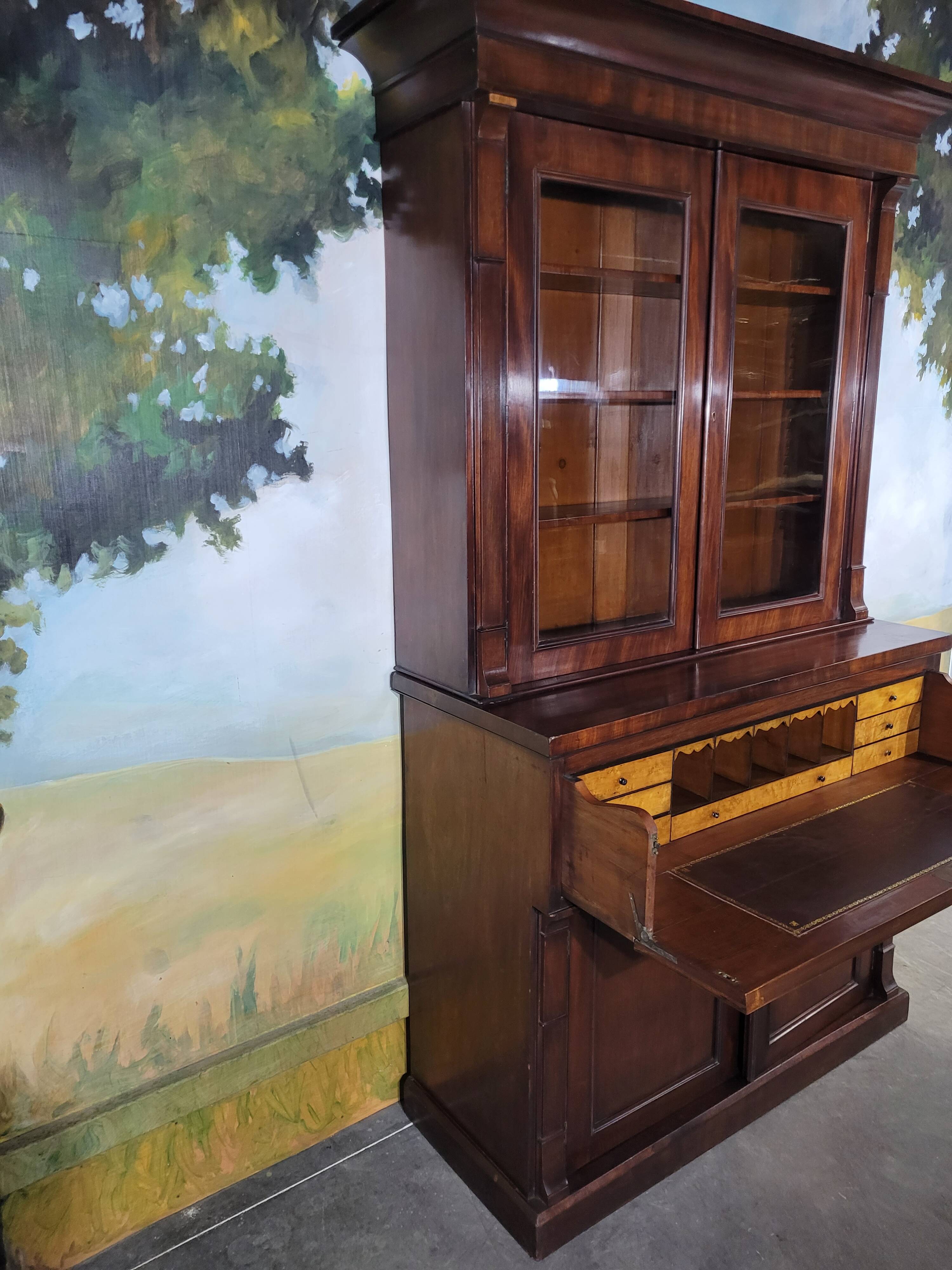 English mahogany desk bookcase