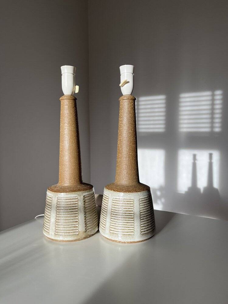 Pair table lamps, Le Klint for Palshus, Denmark, chamotte 1960s, set of 2