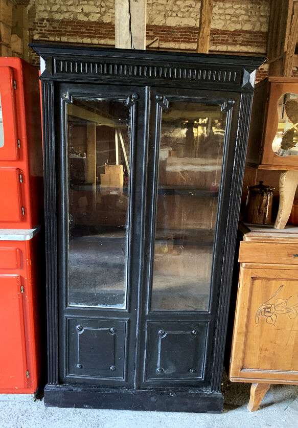 Old black wood showcase
