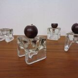 Finnish Ice Glass Candlesticks by Timo Sarpaneva for Juhava, 1970s, Set of 4