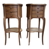 Pair of Louis XV style bedside tables - Transition in walnut
