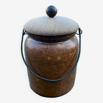 Old enameled stoneware pot