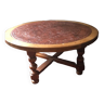Table ronde en pierre et en bois