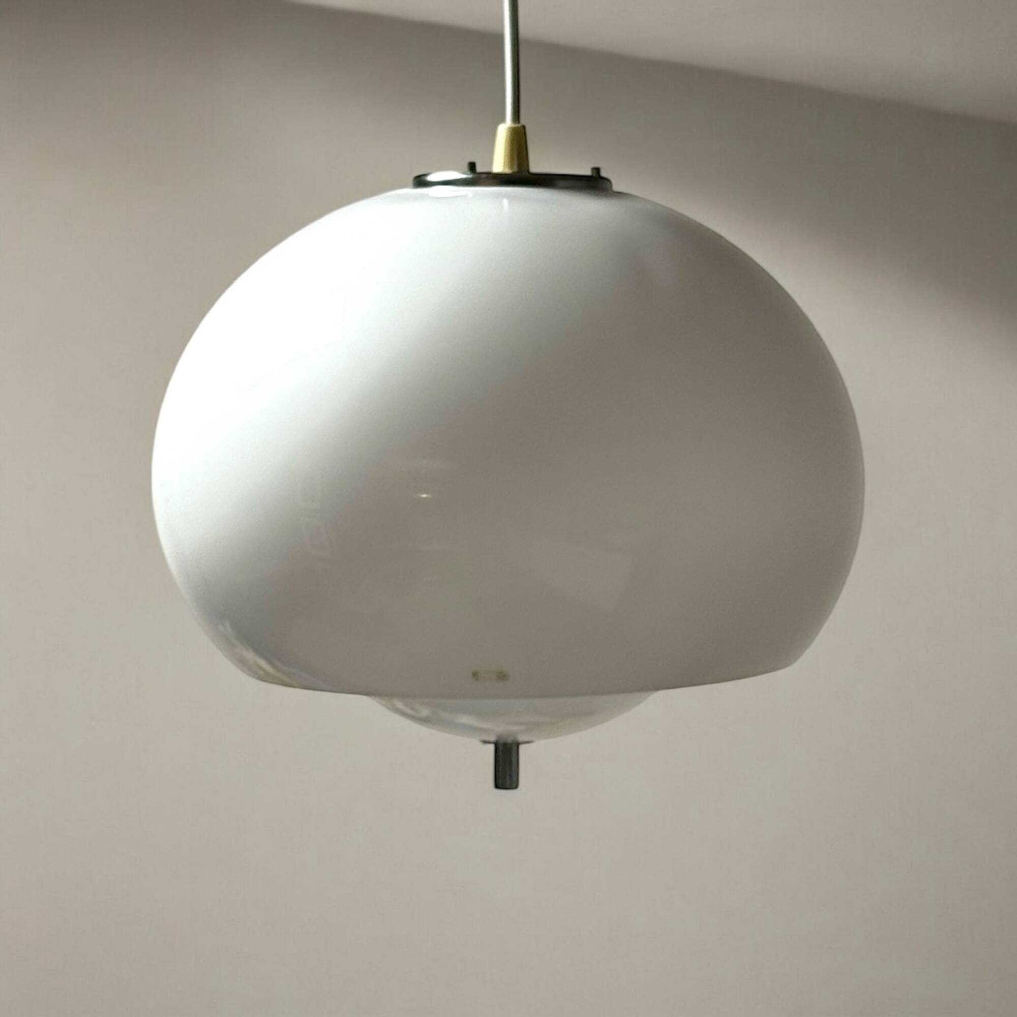 Harvey Guzzini Burgos Hanging Lamp, White Acrylic, 1960s 70s