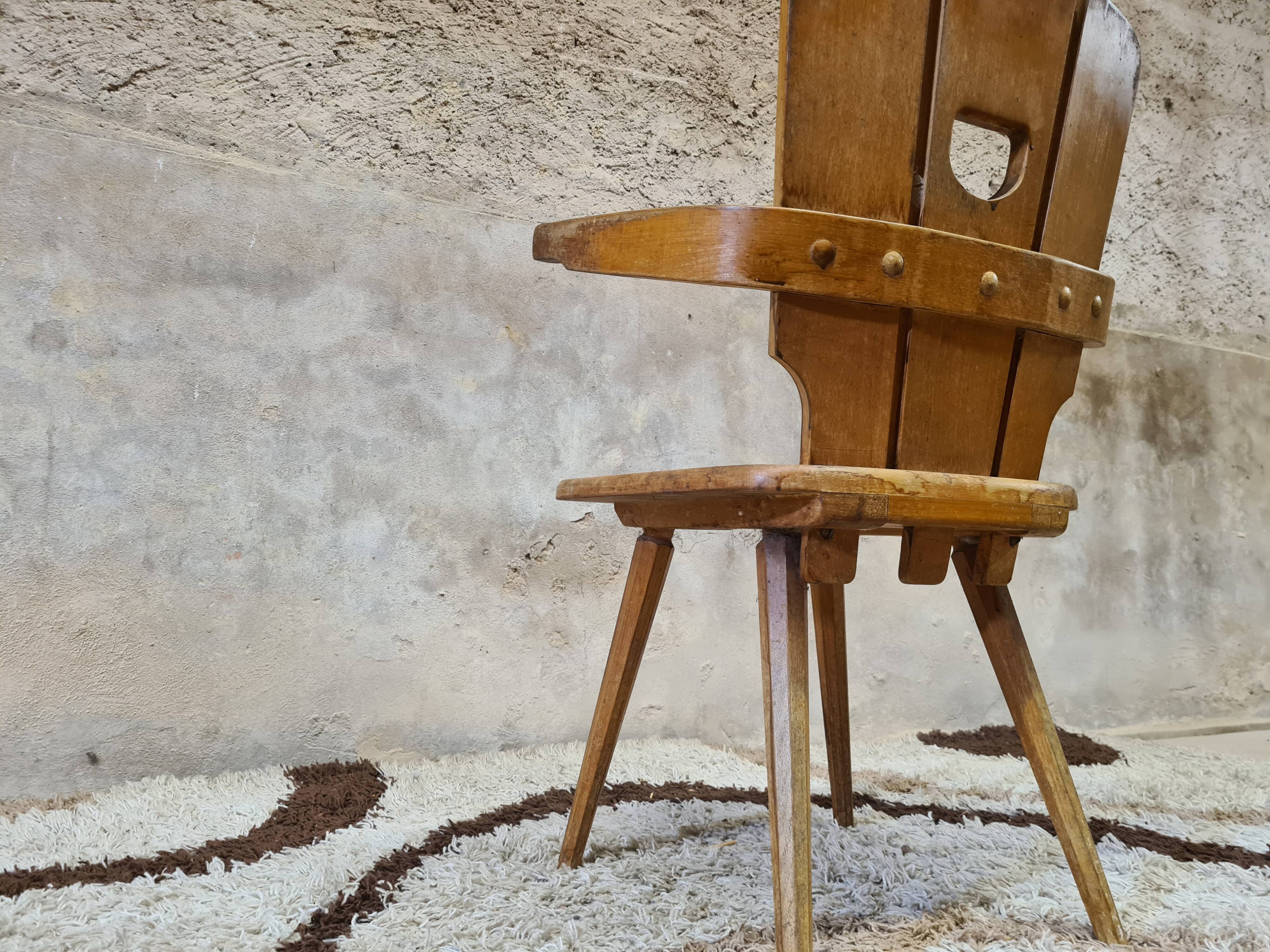 Brutalist wooden chair 1960