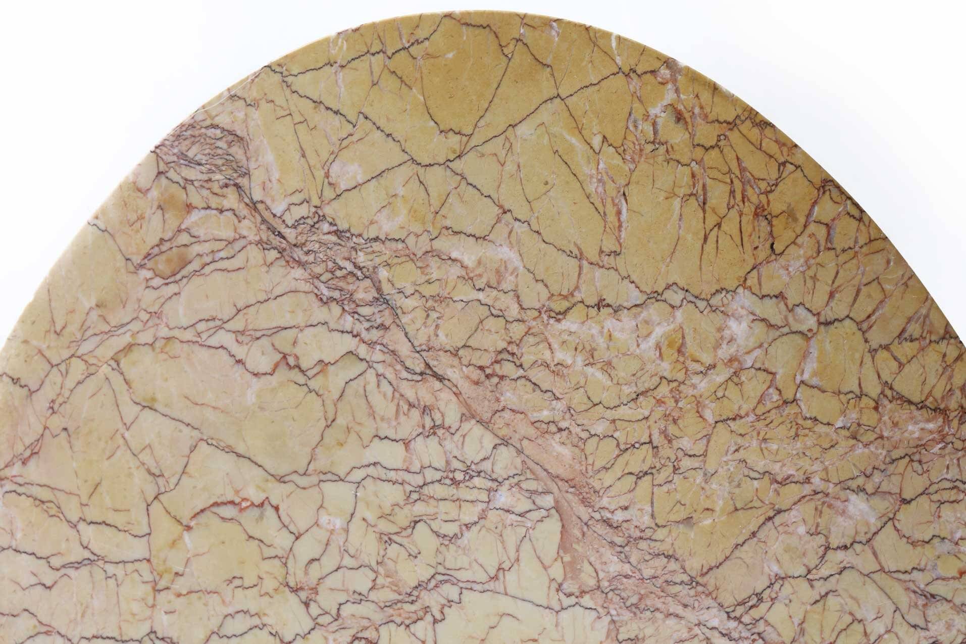 Art Deco side table by De Coene Freres with wood inlay and marble top, 1930s