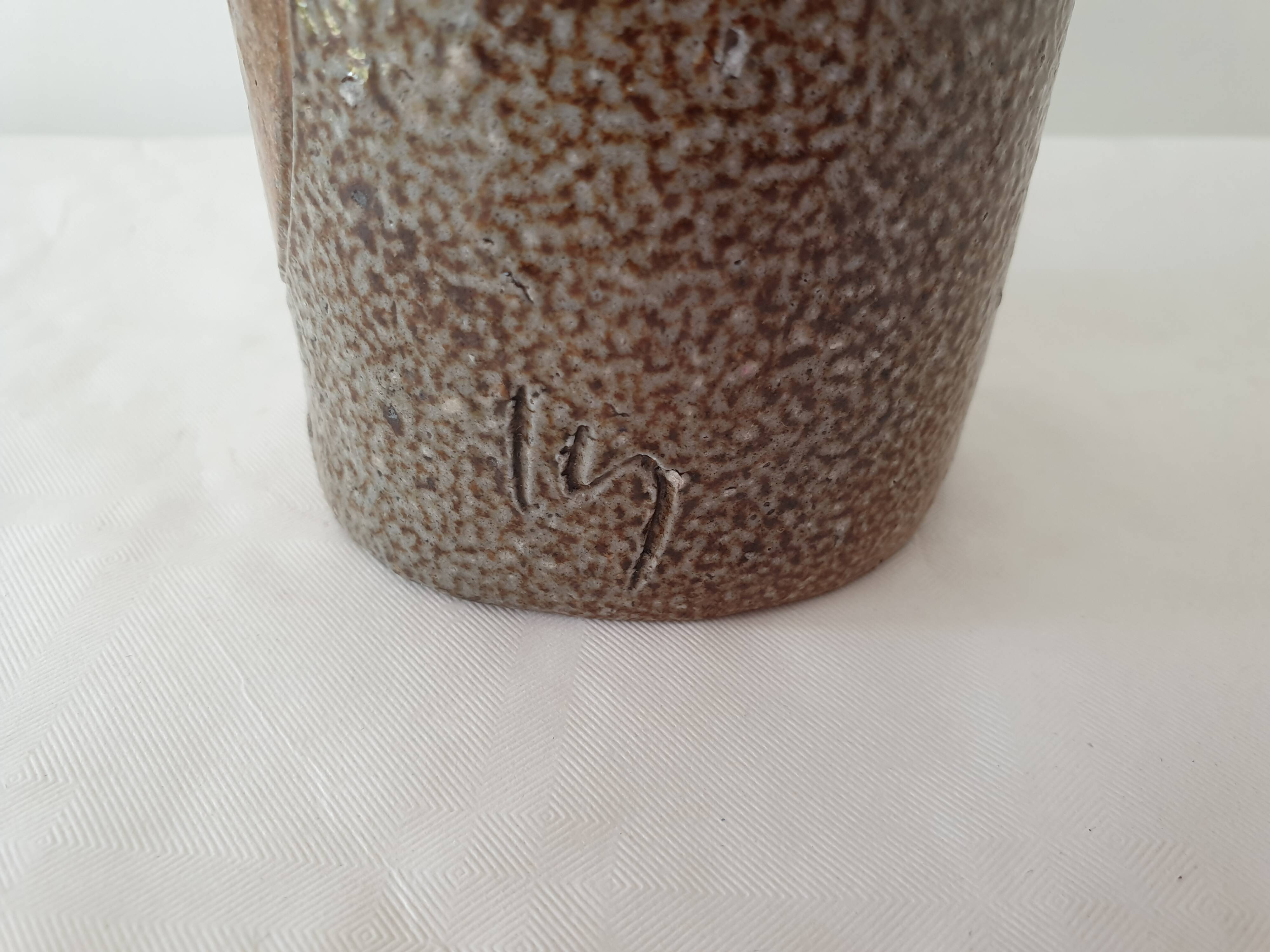 Ceramic cylinder vase signed Jean Claude Monange