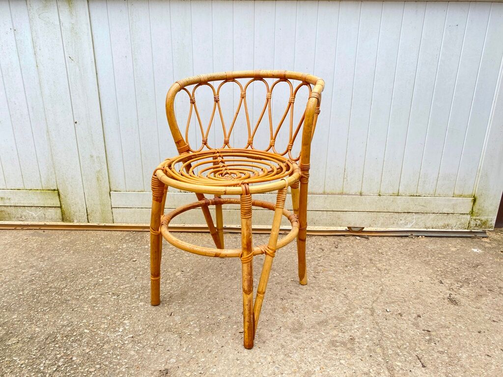 Armchair office chair in vintage rattan 60s