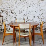 Table ronde extensible en teck vintage scandinave