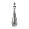 Carafe à liqueur ancienne verre avec bouchon diamant taillé cristal monture argent