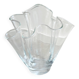 Vase vintage en verre transparent plié - vague