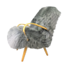 Grey sheepskin fluffy armchair
