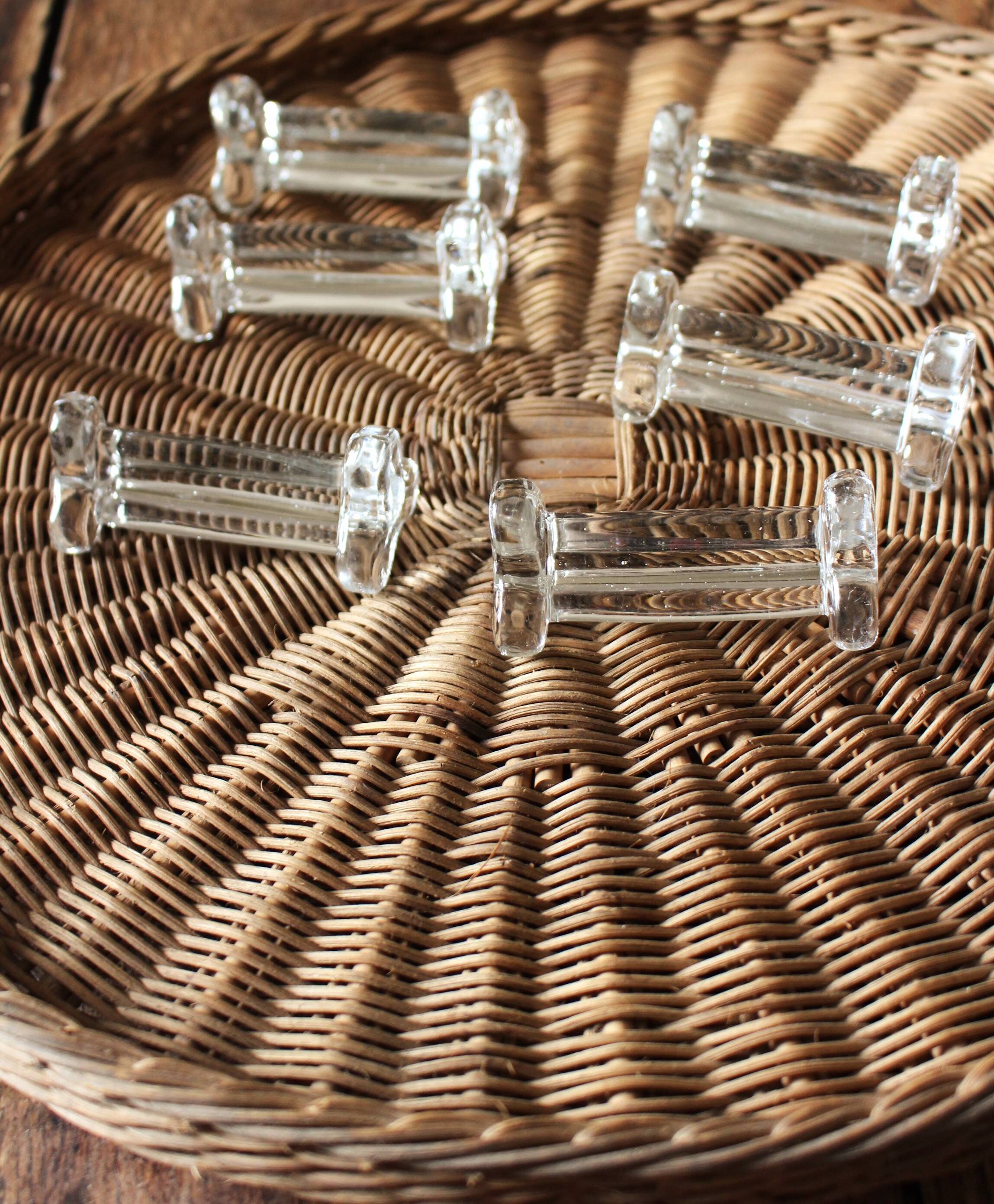 A set of 6 transparent trilobite glass knife rests.
