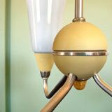 Mid Century Modern opaline glass 3-light chandelier