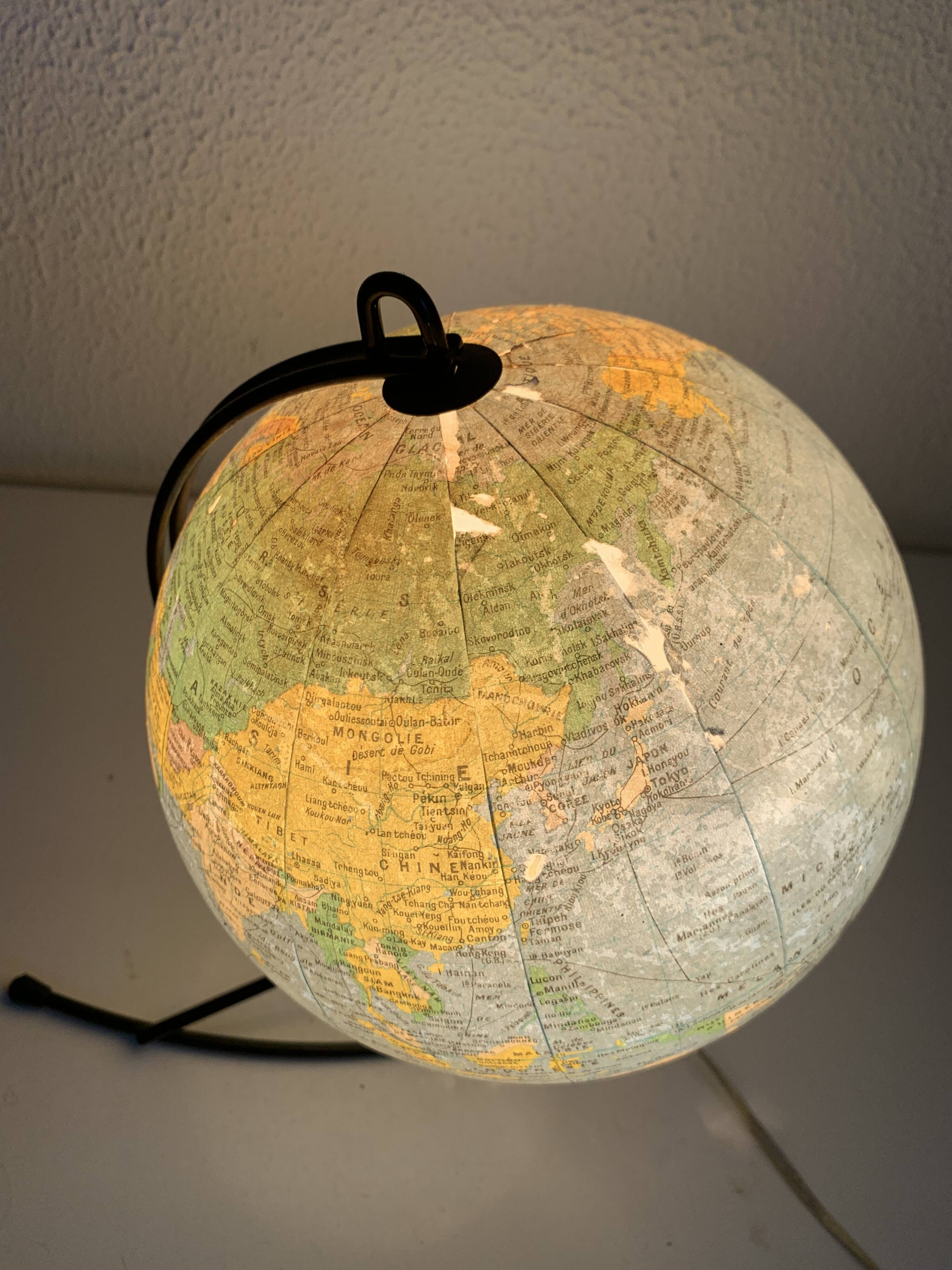 Globe vintage 1960 terrestre verre Girard et Barrère mappemonde - 27 cm