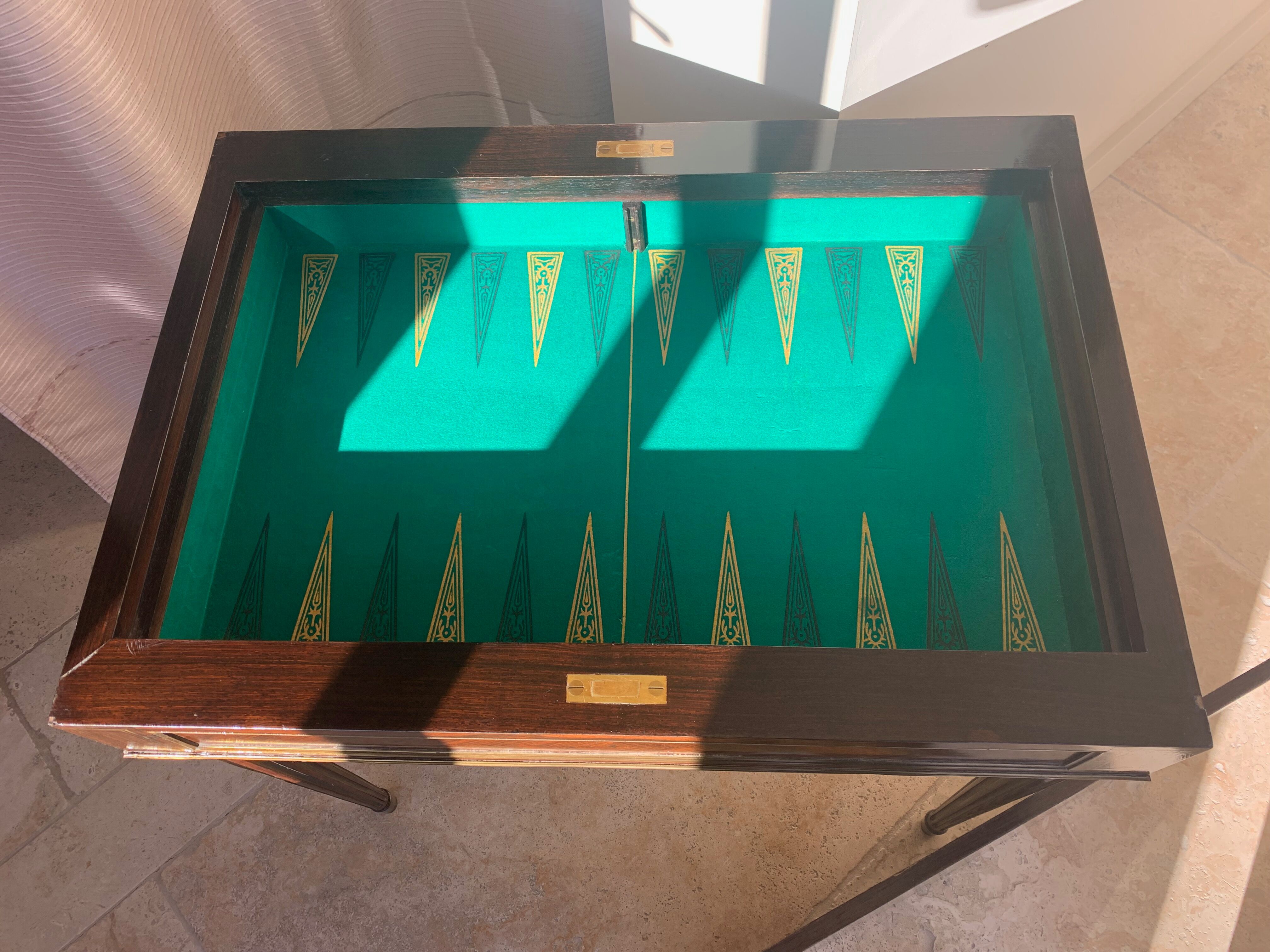 GAMES TABLE Louis XVI late nineteenth, in inlaid checkered rosewood and backgammon