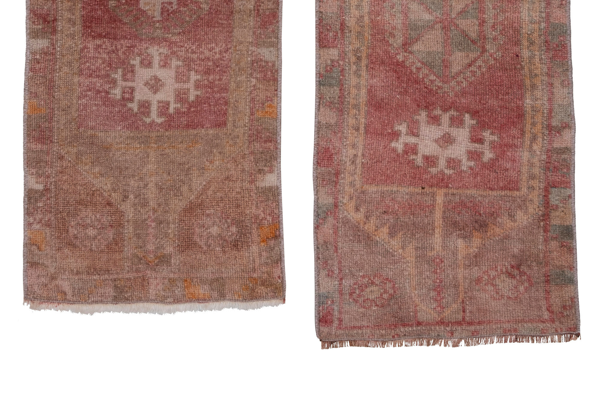 Set of 2 turkish rugs, 1970s, 44 x 102 - 44 x 94 cm