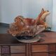 Sculptural wooden centrepiece, organic bowl, brutalist.