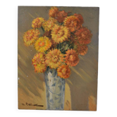 Claude PALLOT (1901-1987) "Nature morte au bouquet de fleurs jaunes" huile sur panneau signée