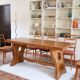 Solid wood dining table, sculpted brutalist base, 1960s.