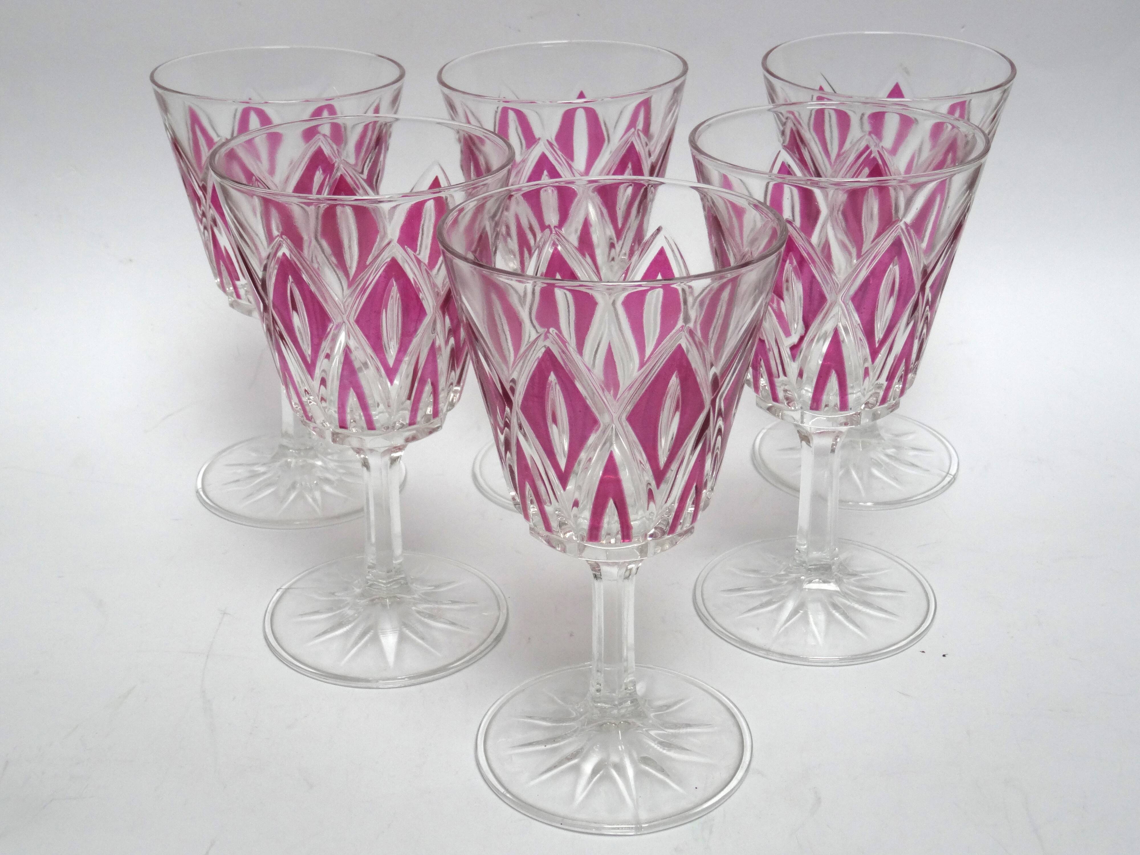 6 red wine glasses VMC Reims Harlequin