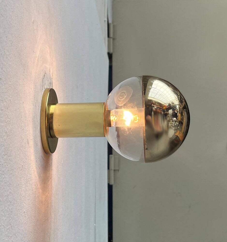 Vintage German Space Age Brass Ceiling Lamp by Motoko Ishii for Staff, 1970s