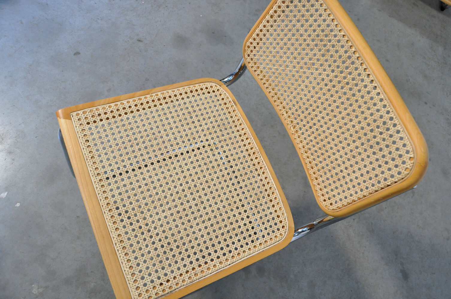 Six Cesca tubular frame cantilever dining chairs by Fasem, Italy 1999