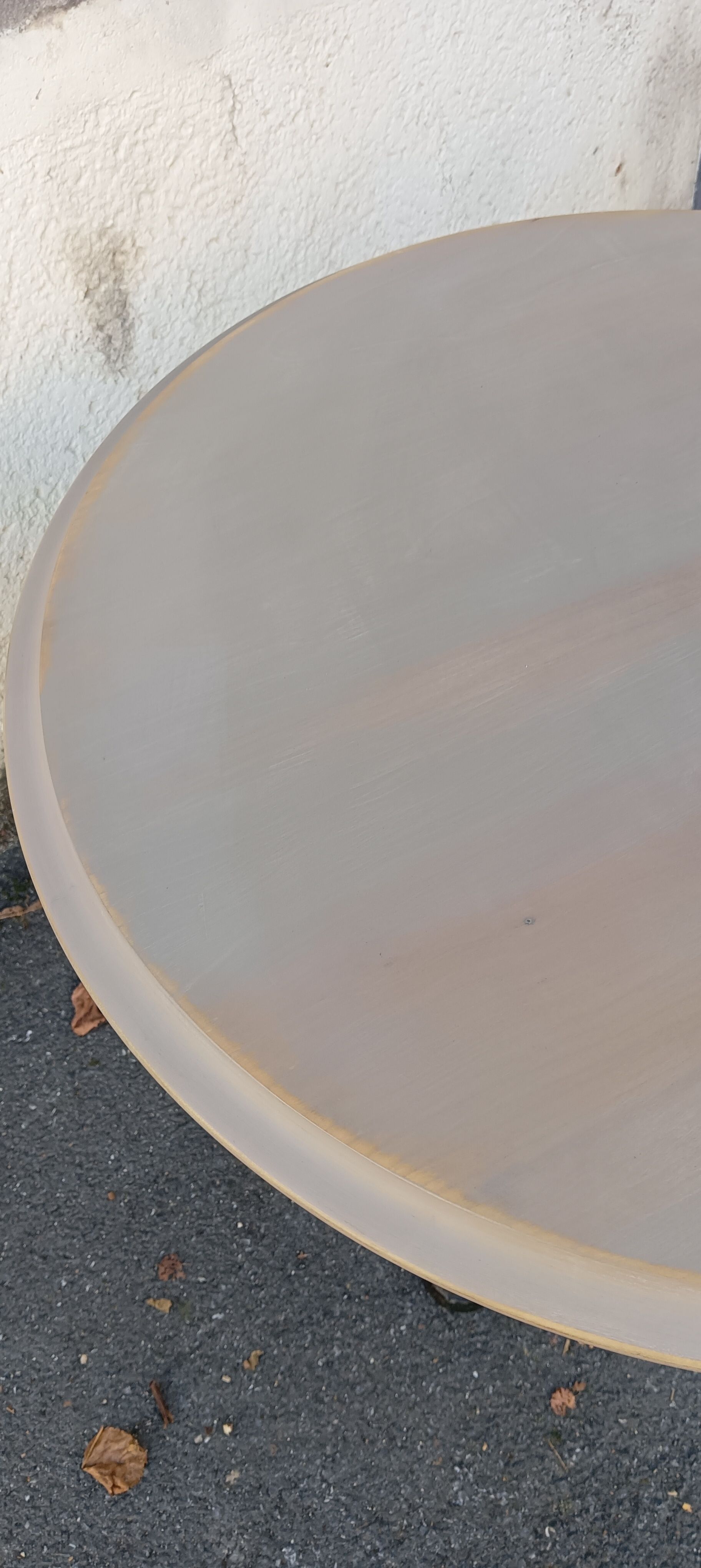 Round wooden bistro table